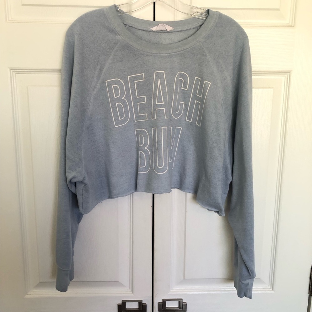Beach Bum Oversized Light Blue Cropped Sweatshirt Size S
